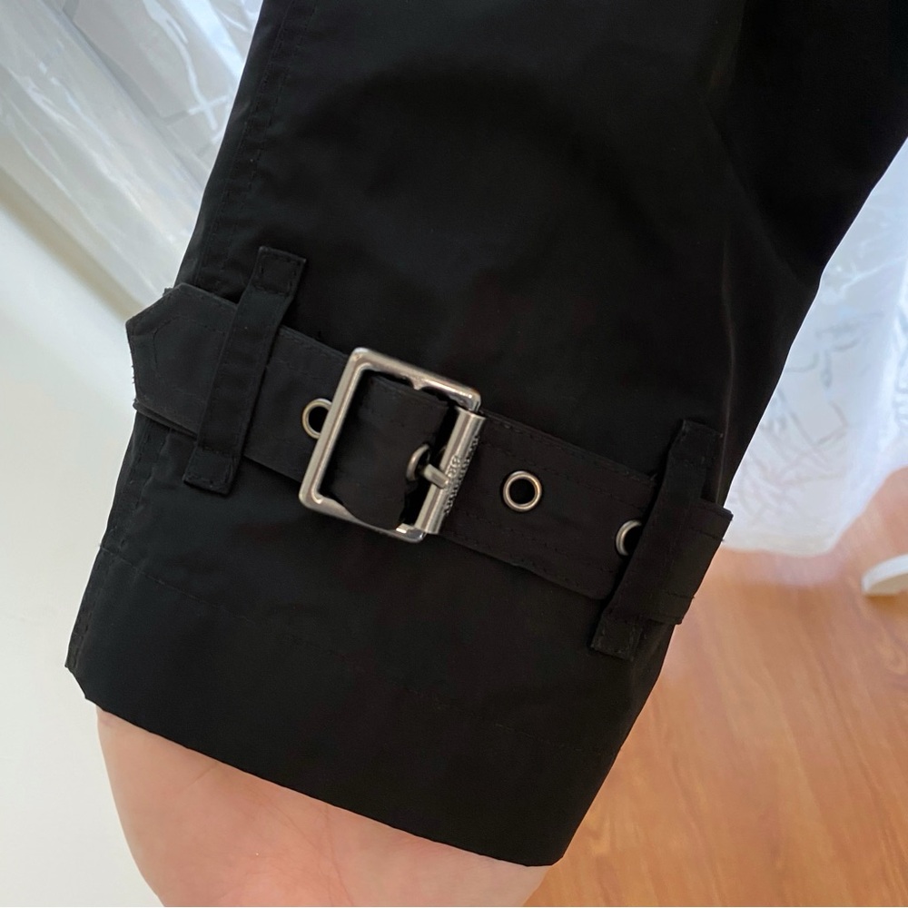 BURBERRY BLACK LIGHTWEIGHT DOUBLE BREASTED BUTTON UP TRENCH COAT - Picture 5 of 15